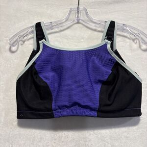 Glamorise 9166 Custom Control Black Purple High Impact Sports Bra Size 34DD